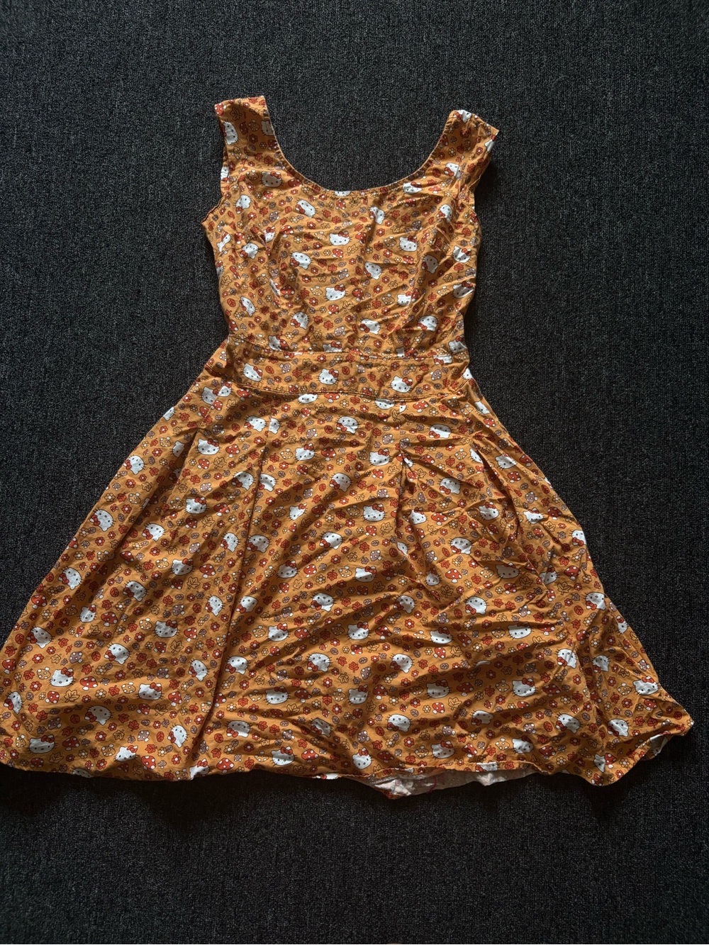 Sanrio Hello Kitty Orange Floral Trim Women's Dress